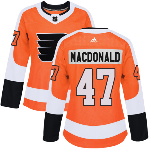 Adidas Philadelphia Flyers #47 Andrew MacDonald Orange Home Authentic Women Stitched NHL Jersey